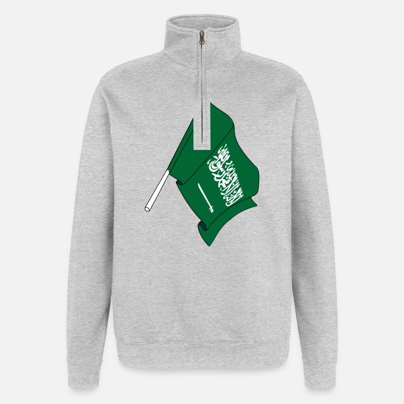 Drapeau Arabie Saoudite - Sweat à zip 1/4 - gris chiné