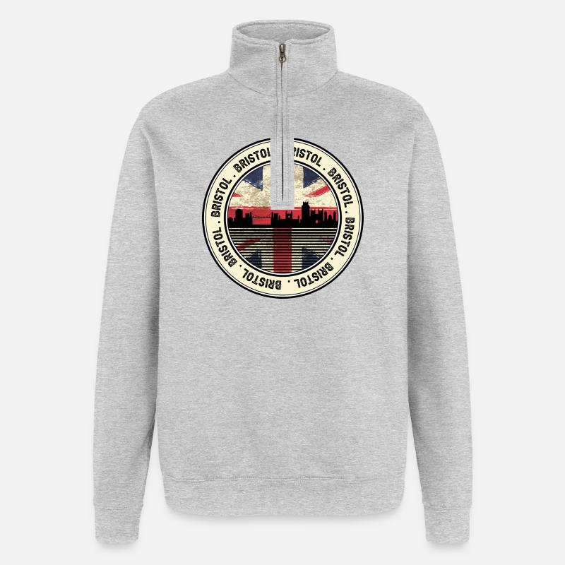 Bristol Union Flag Skyline-Abzeichen - Quarter-Zip-Sweatshirt - Grau meliert