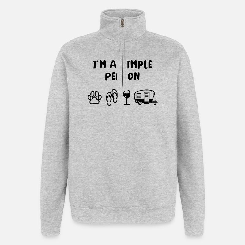 Caravan Wanderer Statement Chilling Holidays - Quarter-Zip Sweatshirt - heather grey