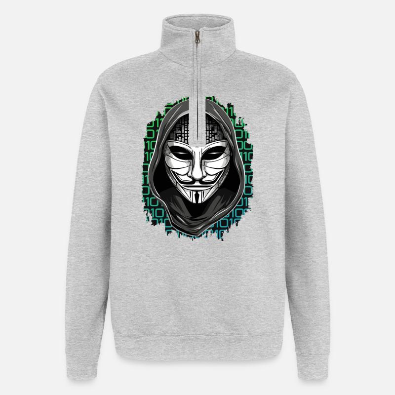 Anonymous Hacker - Quarter-Zip Sweatshirt - heather grey