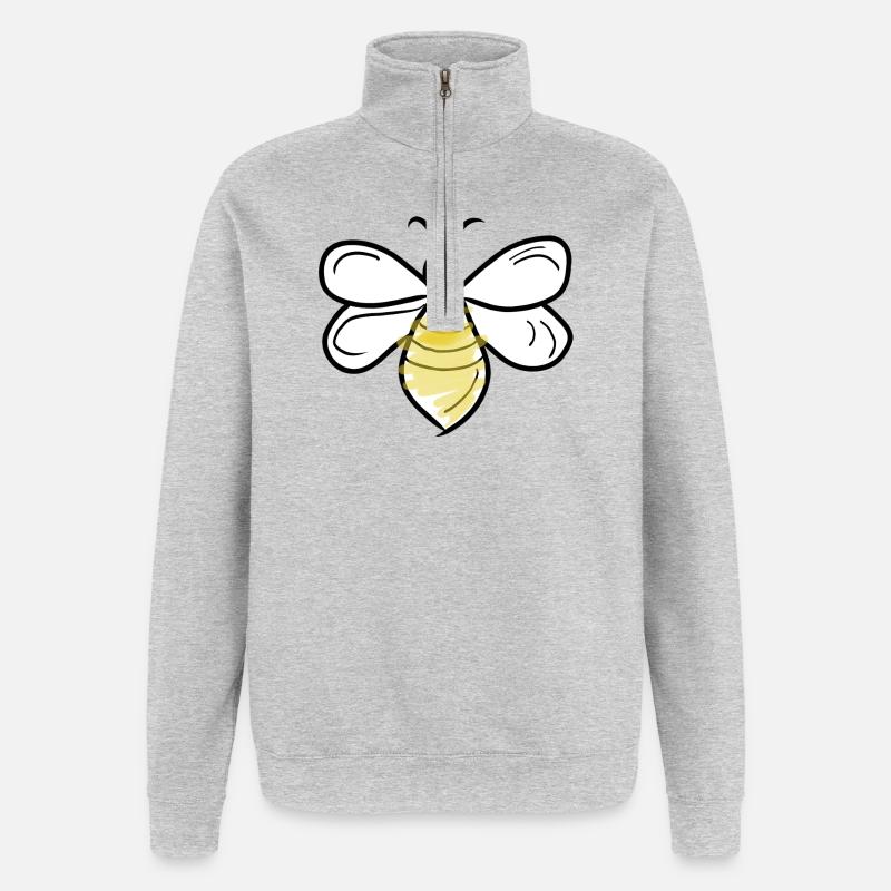 vecter d’abeille - Sweat à zip 1/4 - gris chiné