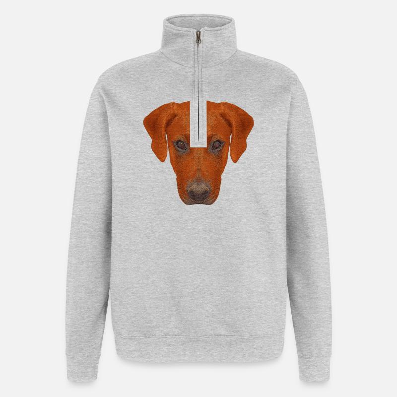 haustierkleidung herren, rhodesian ridgeback - Quarter-Zip-Sweatshirt - Grau meliert