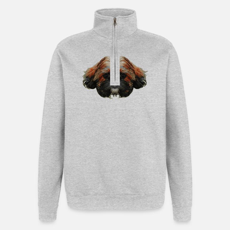 schoßhunde, shih tzu - Quarter-Zip-Sweatshirt - Grau meliert