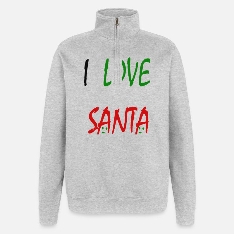 Ich liebe den Weihnachtsmann - Quarter-Zip-Sweatshirt - Grau meliert