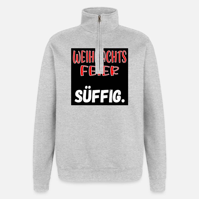 WEIHNACHTSFEIER KOLLEGEN - SÜFFIG SPRÜCHE - Quarter-Zip-Sweatshirt - Grau meliert