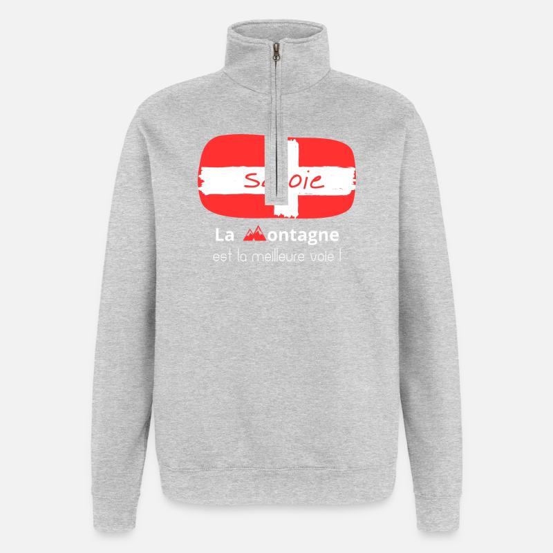 Drapeau de Savoie - Sweat à zip 1/4 - gris chiné