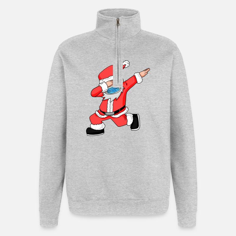 Père Noël Noël - Sweat à zip 1/4 - gris chiné