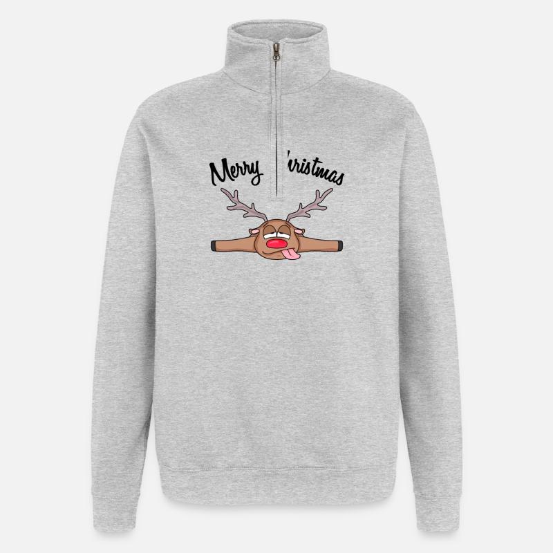 Weihnachten weihnachtlich Geschenk - Quarter-Zip-Sweatshirt - Grau meliert