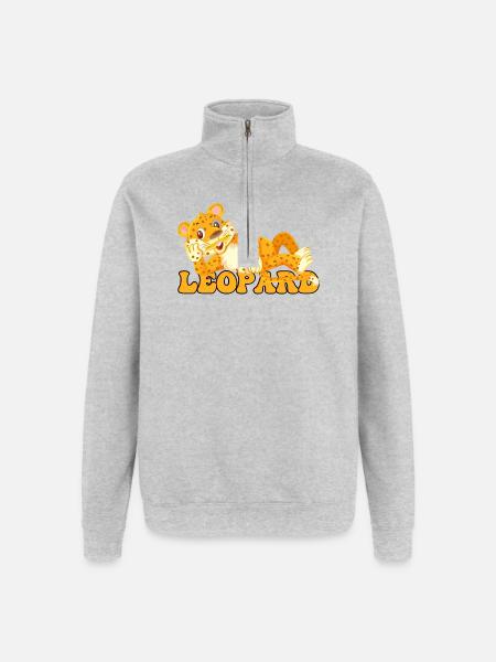 Leopard Cub Cartoon Pop Art - Quarter-Zip Sweatshirt - heather grey