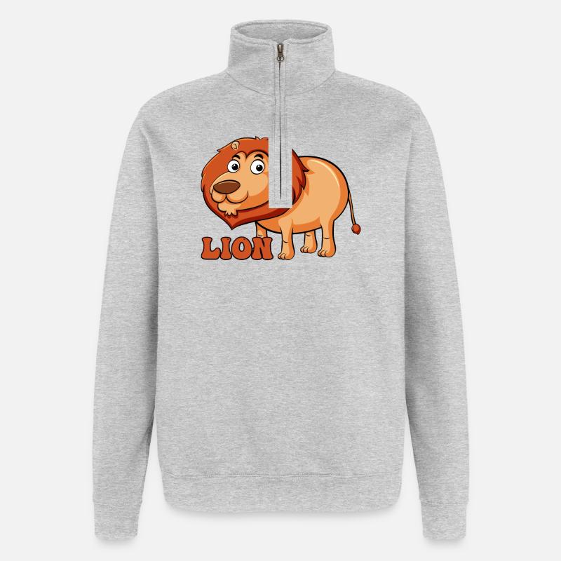 T-shirt animé Lively Lion - Sweat à zip 1/4 - gris chiné