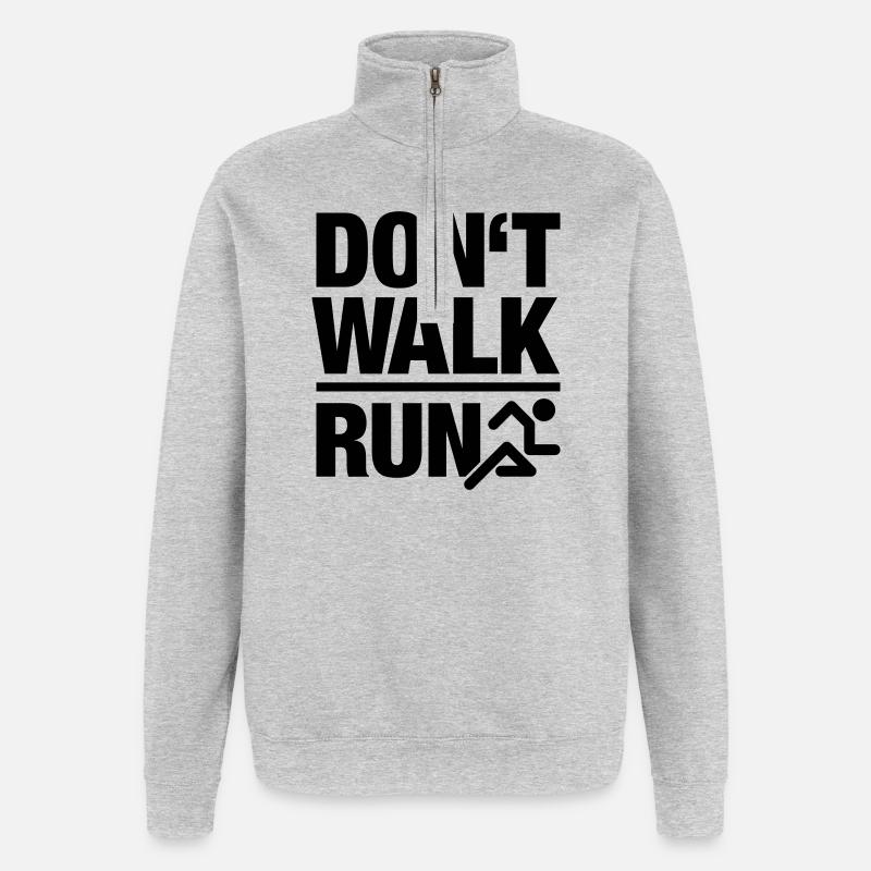 Ne marchez pas, courez - Sweat à zip 1/4 - gris chiné