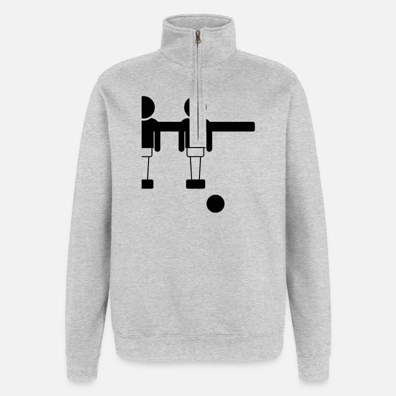 Retro Tischfussball Kicker Design - Goal Getter - Quarter-Zip-Sweatshirt - Grau meliert