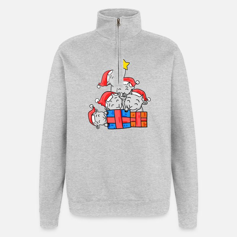 Chèvre Arbre De Noël Noël - Sweat à zip 1/4 - gris chiné