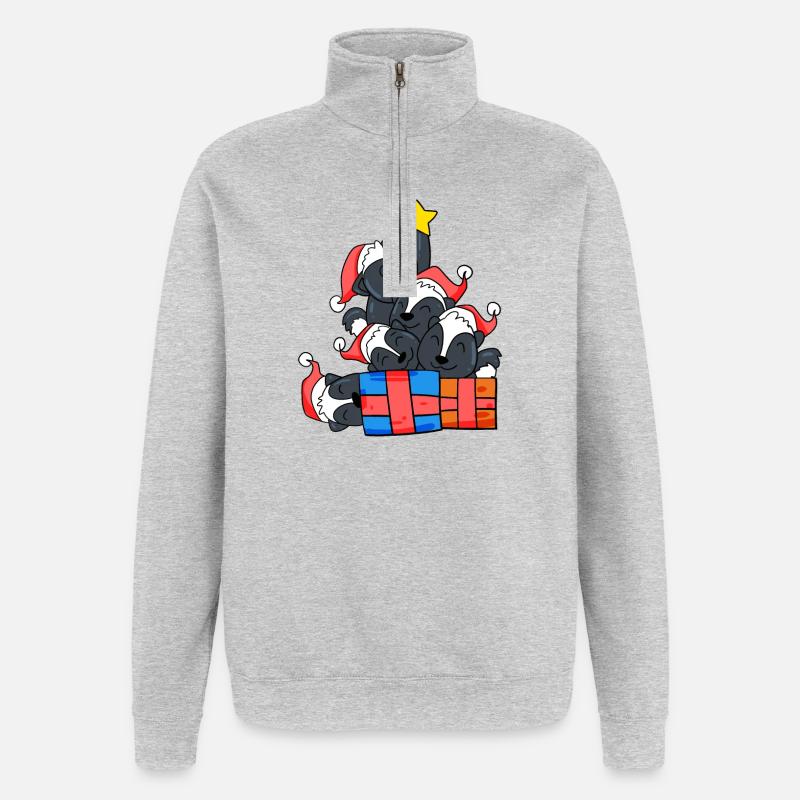 Skunk Arbre de Noël Noël - Sweat à zip 1/4 - gris chiné
