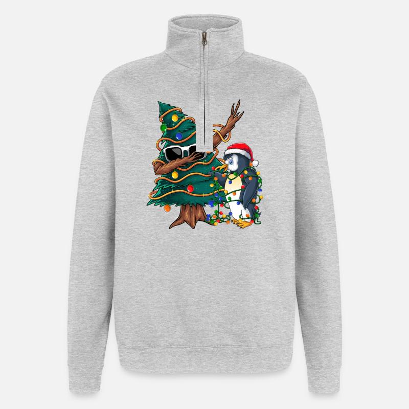 Dapping Tannenbaum -Dapping Weihnachtspullover - Quarter-Zip-Sweatshirt - Grau meliert