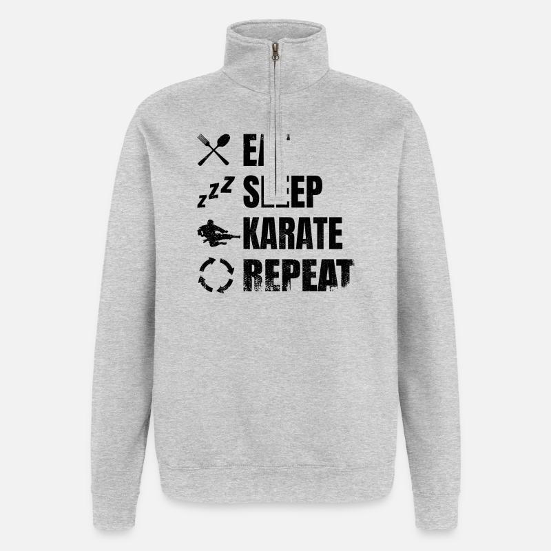 Routine de karatéka - Sweat à zip 1/4 - gris chiné