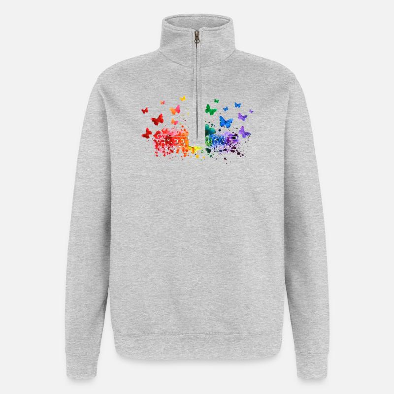 Libre d’aimer papillon LGBT - Sweat à zip 1/4 - gris chiné