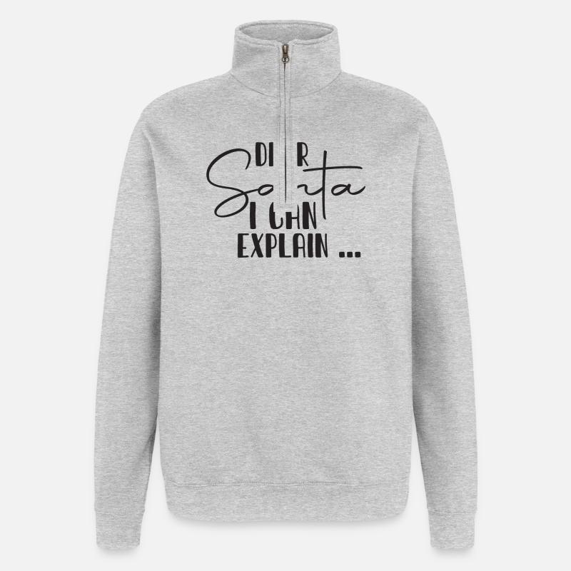 Dear Santa I Can Explain - Quarter-Zip Sweatshirt - heather grey