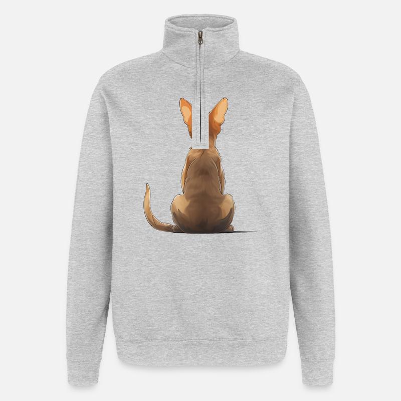 Abessinische Katze - Quarter-Zip-Sweatshirt - Grau meliert