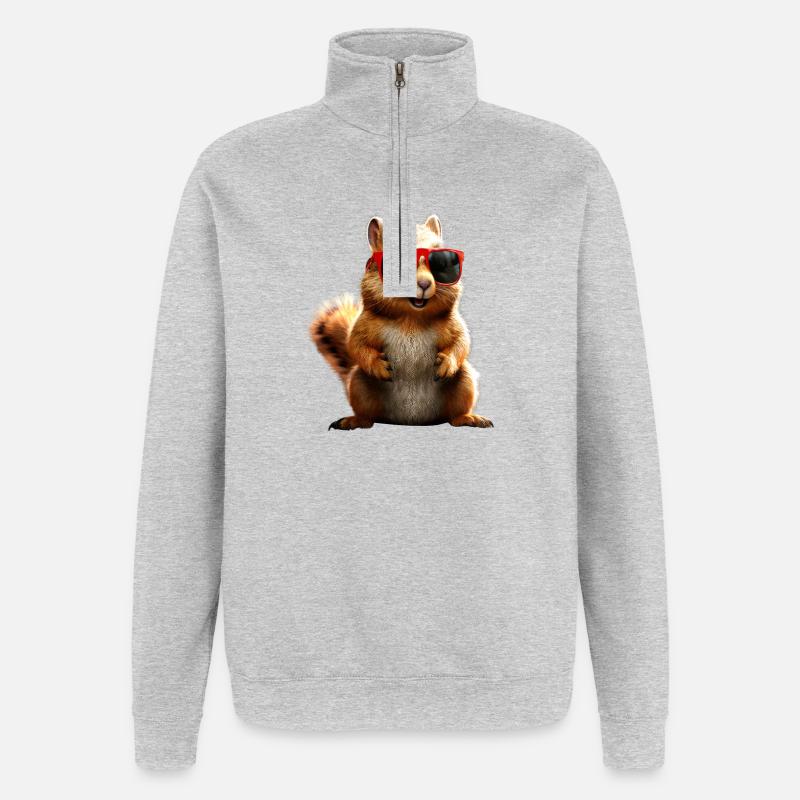 Squirrel Sunglasses I Love Squirrel - Quarter-Zip Sweatshirt - heather grey