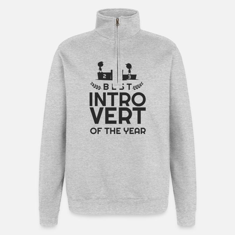 Si vous êtes introverti, prenez-le !! - Sweat à zip 1/4 - gris chiné