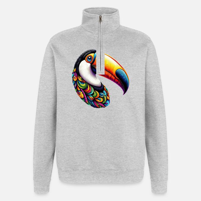 Toucan - Sweat à zip 1/4 - gris chiné