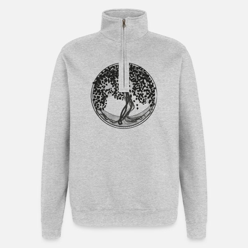 Dunkler Baumkreis Silhouette - Quarter-Zip-Sweatshirt - Grau meliert