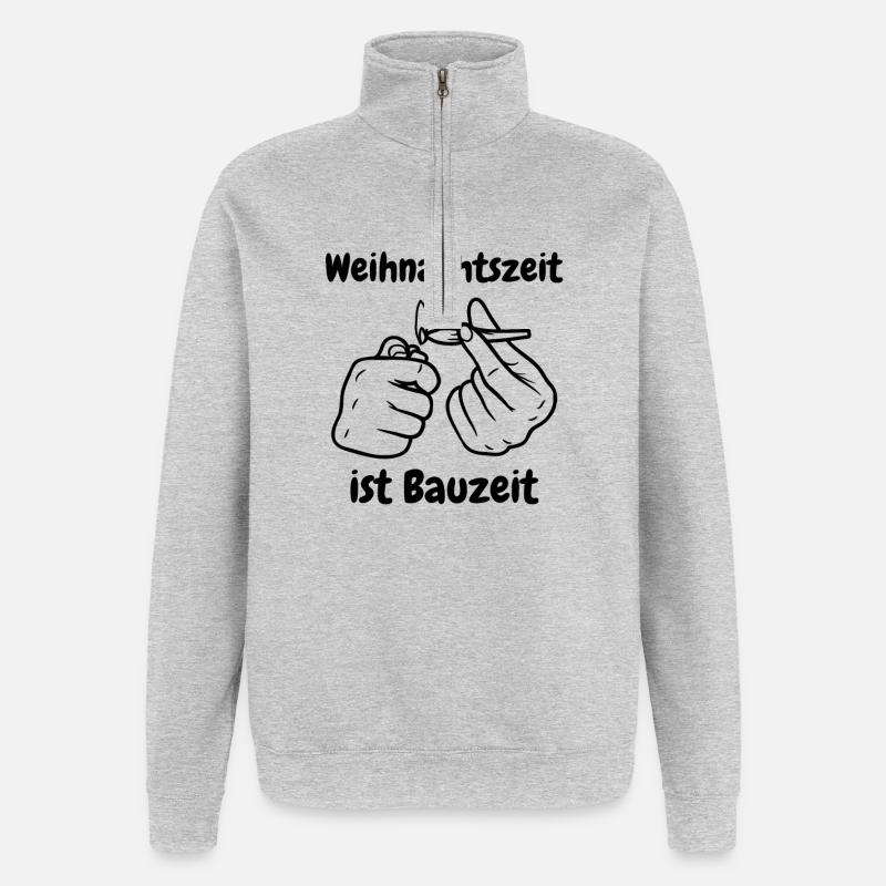 Weihnachtszeit ist Bauzeit - Quarter-Zip-Sweatshirt - Grau meliert