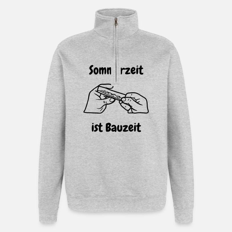 Sommerzeit ist Bauzeit - Quarter-Zip-Sweatshirt - Grau meliert