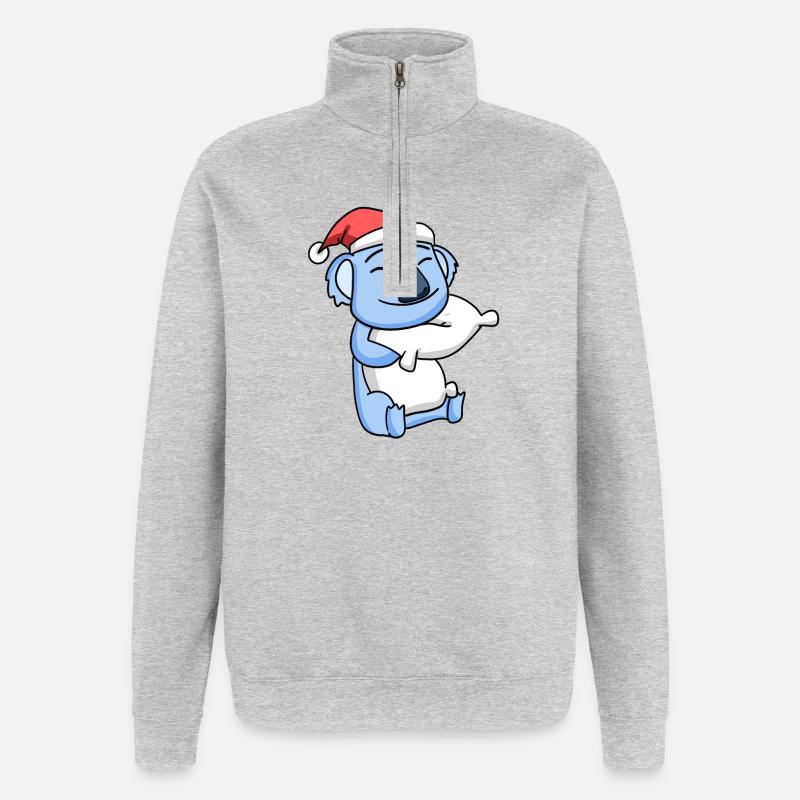 Koala Mignon Fatigué Noël - Sweat à zip 1/4 - gris chiné