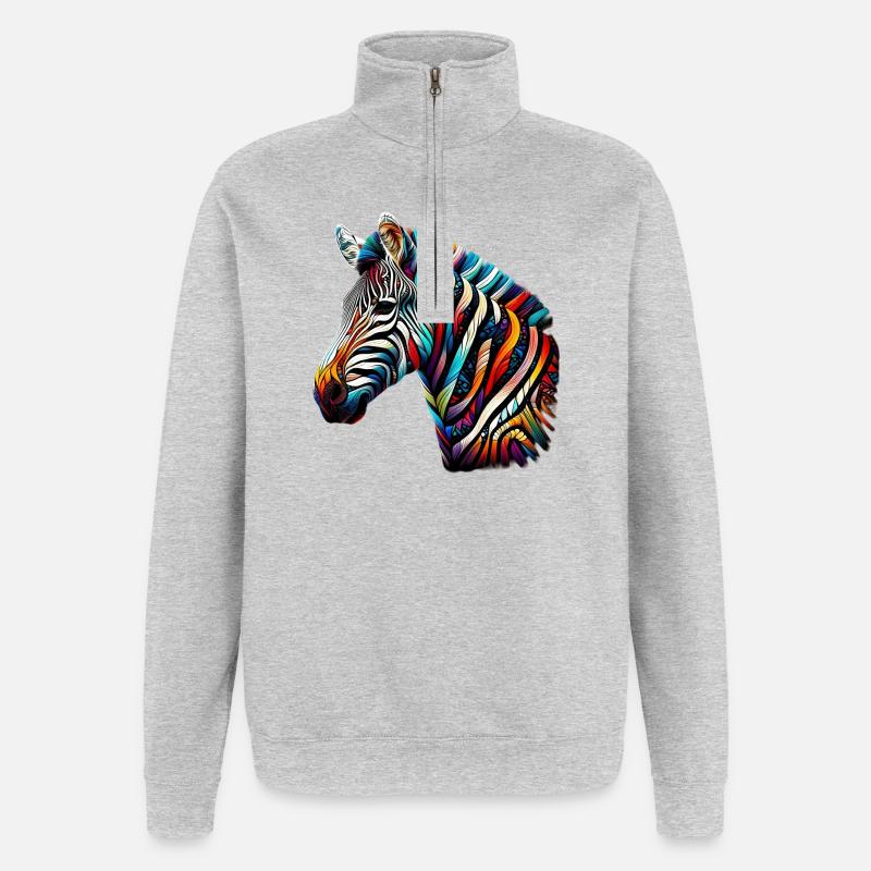 Zebra - Quarter-Zip-Sweatshirt - Grau meliert