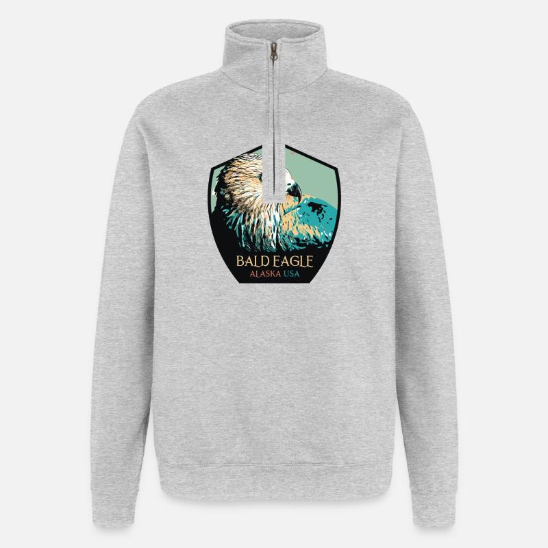 Alaskan Bald Eagle Portrait - Quarter-Zip Sweatshirt - heather grey