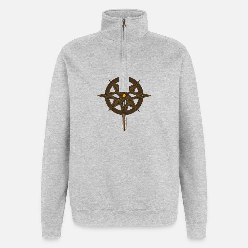 Fantasy Compass Rose - Quarter-Zip Sweatshirt - heather grey