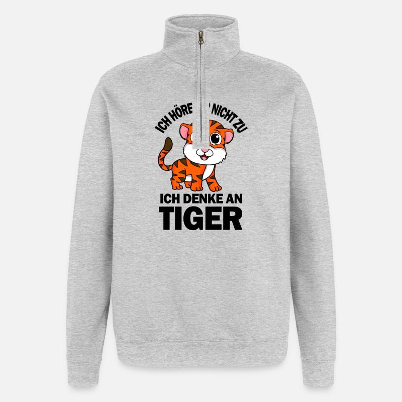 Tier Tiger - Quarter-Zip-Sweatshirt - Grau meliert