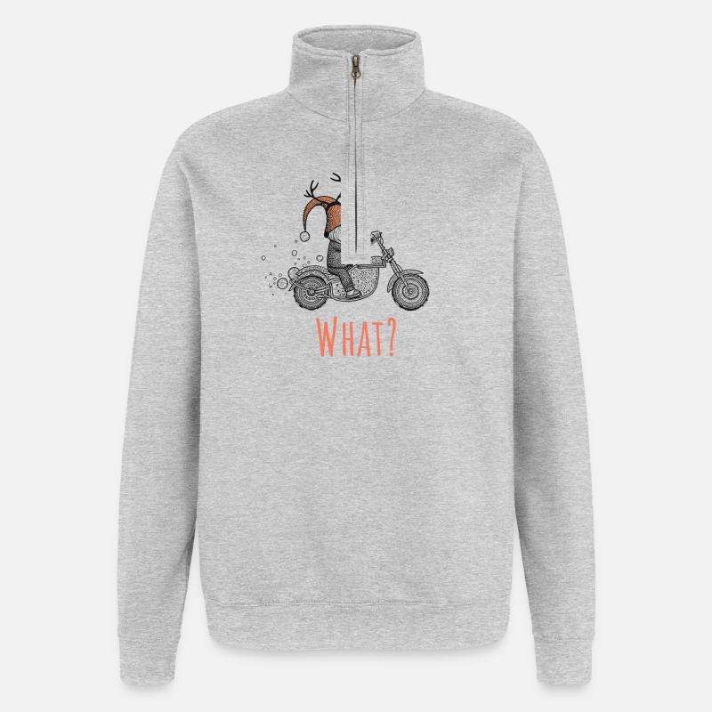 Gnome de Noël - Quoi ? - Sweat à zip 1/4 - gris chiné