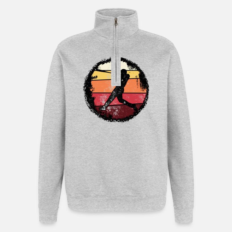 Baseball Sunset Silhouette - Quarter-Zip Sweatshirt - heather grey