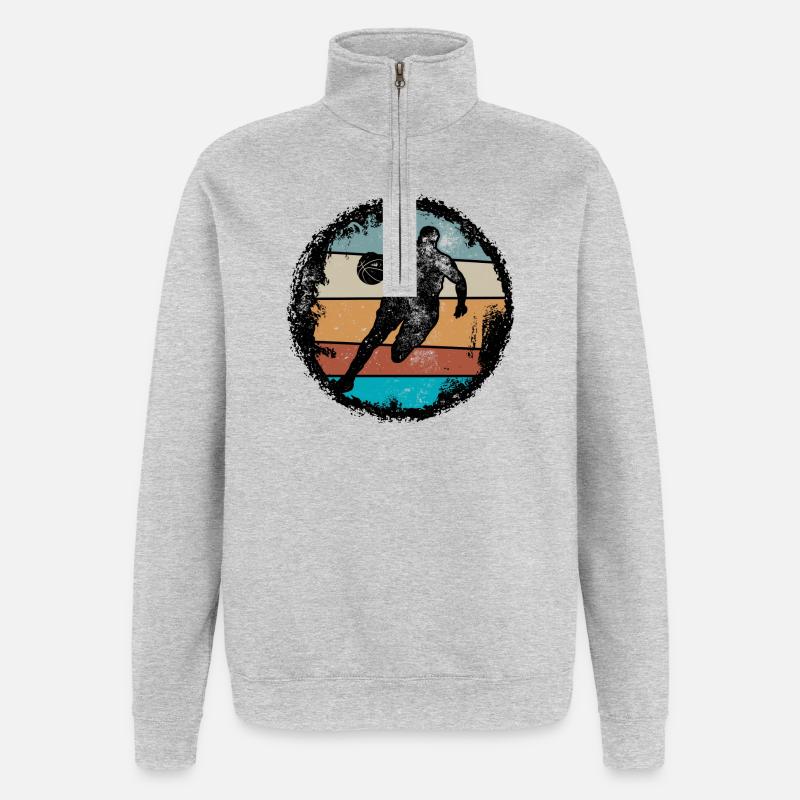 Retro Court Silhouette - Quarter-Zip Sweatshirt - heather grey