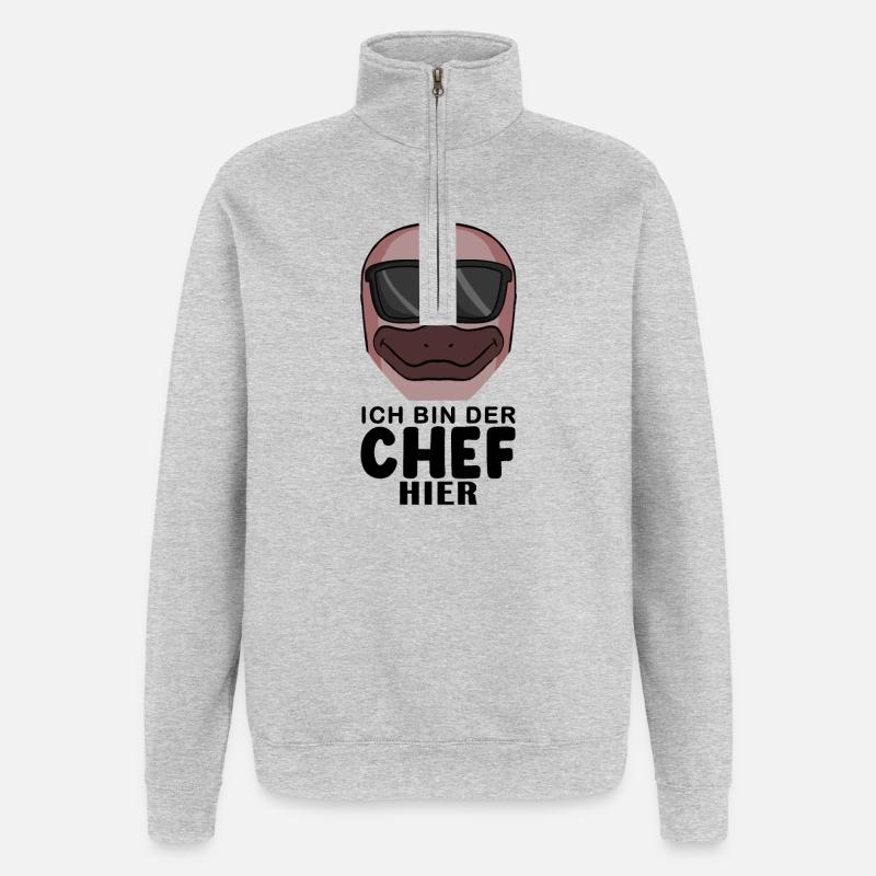 Chef Spruch mit Schnabeltier Motiv - Quarter-Zip-Sweatshirt - Grau meliert