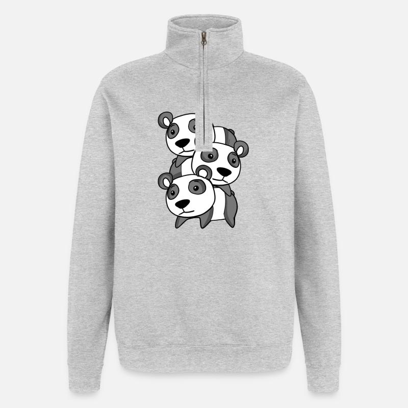 Pandas Panda - Sweat à zip 1/4 - gris chiné