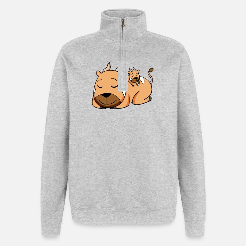 Famille d’antilopes - Antilope avec bébé - Sweat à zip 1/4 - gris chiné