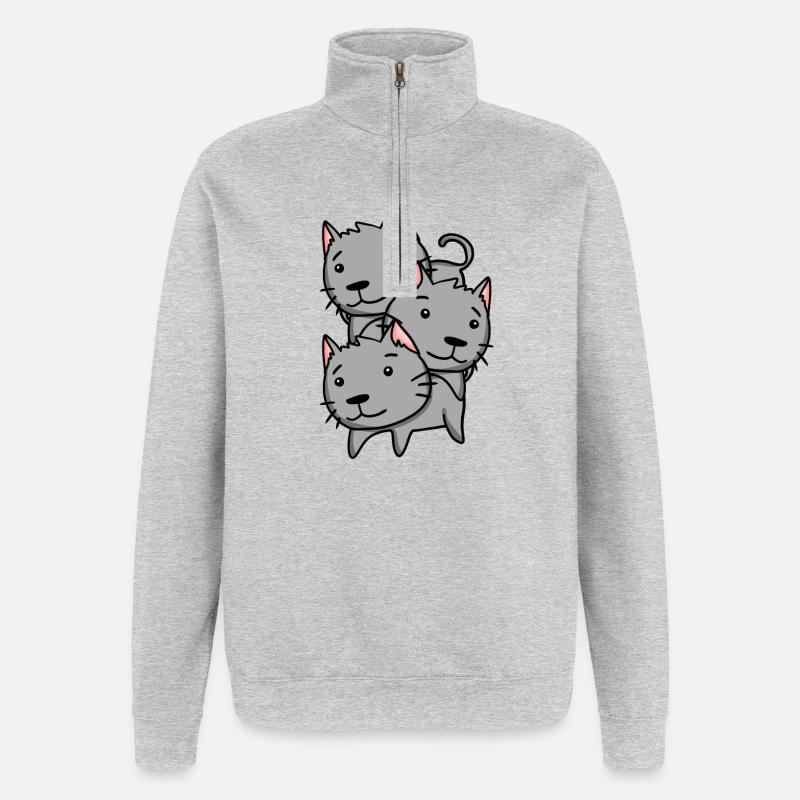 Cat Cats - Quarter-Zip Sweatshirt - heather grey