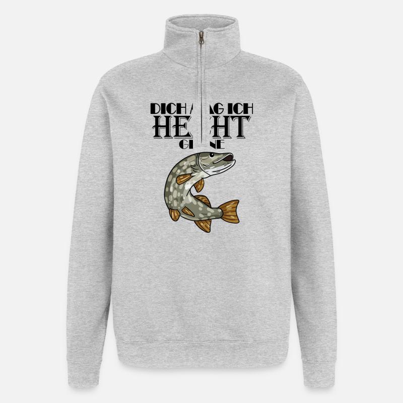 Hecht - Quarter-Zip-Sweatshirt - Grau meliert