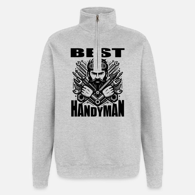 DER BESTE HANDWERKER - Quarter-Zip-Sweatshirt - Grau meliert