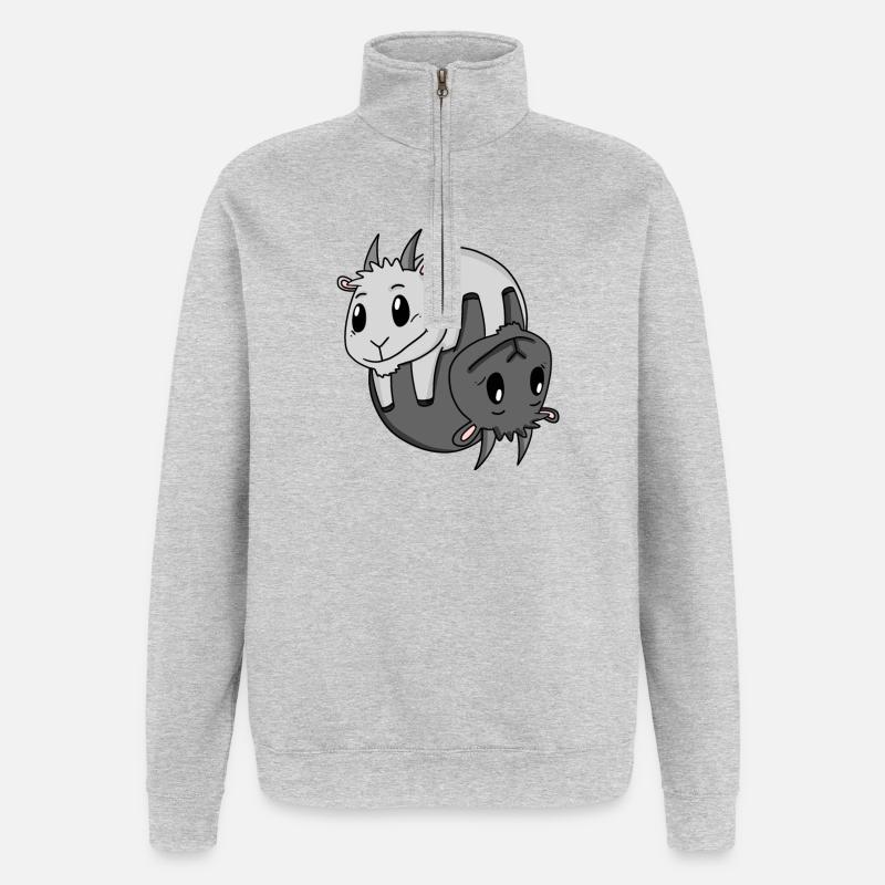 Yin Yang Zeichen Ziege - Quarter-Zip-Sweatshirt - Grau meliert