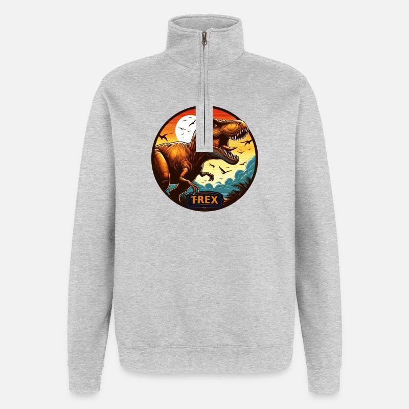 Dinosaurier T-Rex Logo - Quarter-Zip-Sweatshirt - Grau meliert