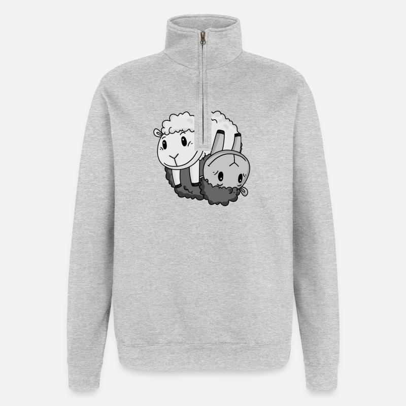 Mouton de signe Yin Yang - Sweat à zip 1/4 - gris chiné