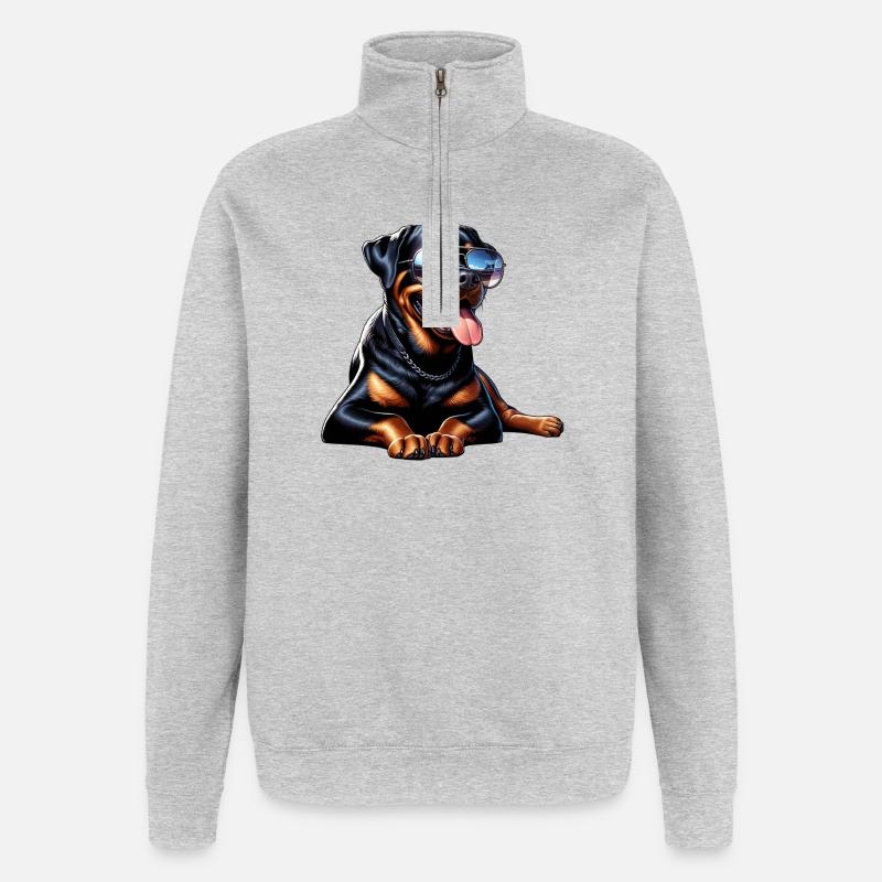 Rottweiler Hunde Design - Quarter-Zip-Sweatshirt - Grau meliert