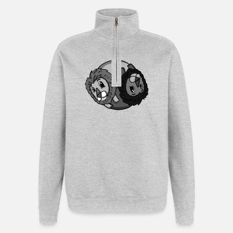 Yin Yang Lion - Sweat à zip 1/4 - gris chiné
