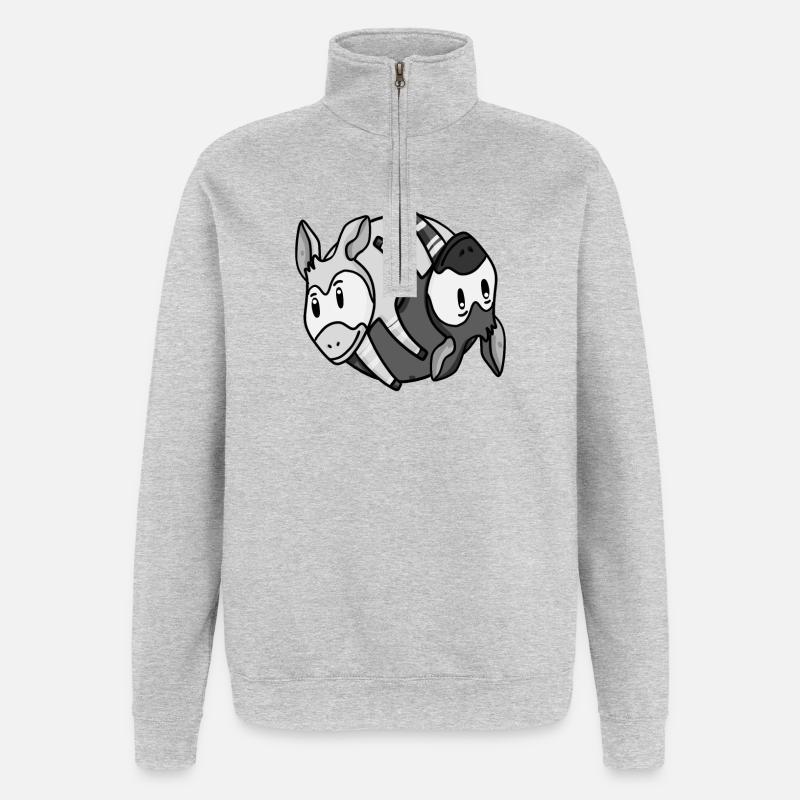 Yin Yang Okapi - Quarter-Zip Sweatshirt - heather grey