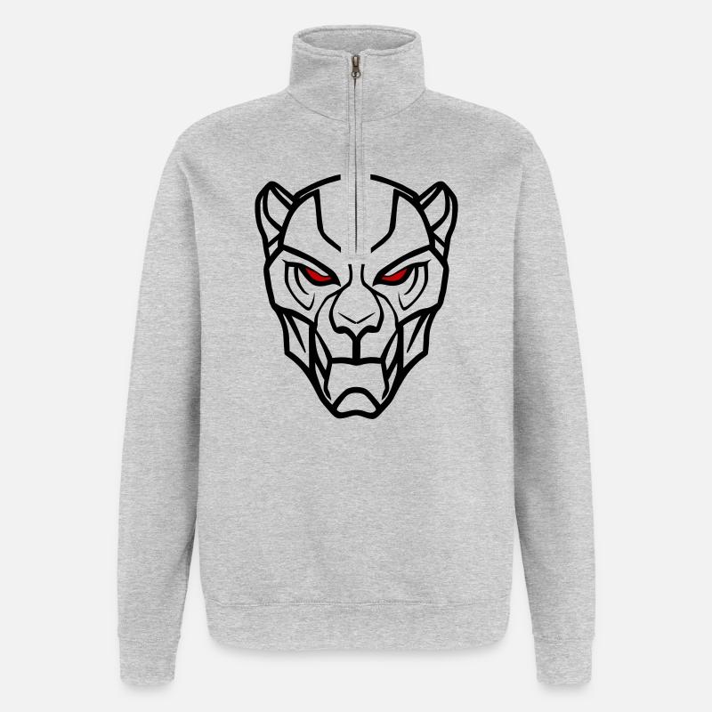 Vector Lion Head Design - Quarter-Zip Sweatshirt - heather grey